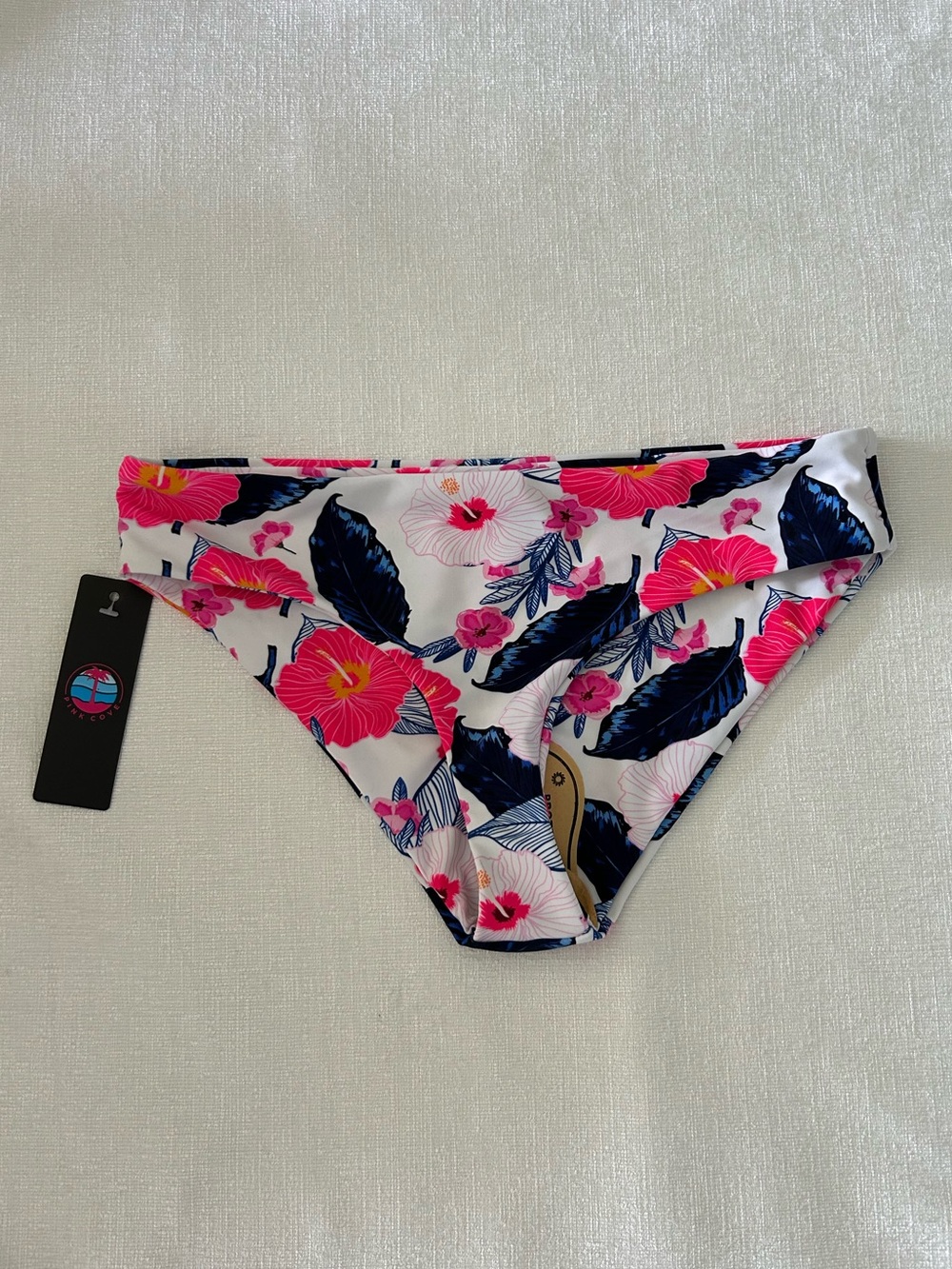 Floral Bikini Bottoms in White, Hot Pink & Navy